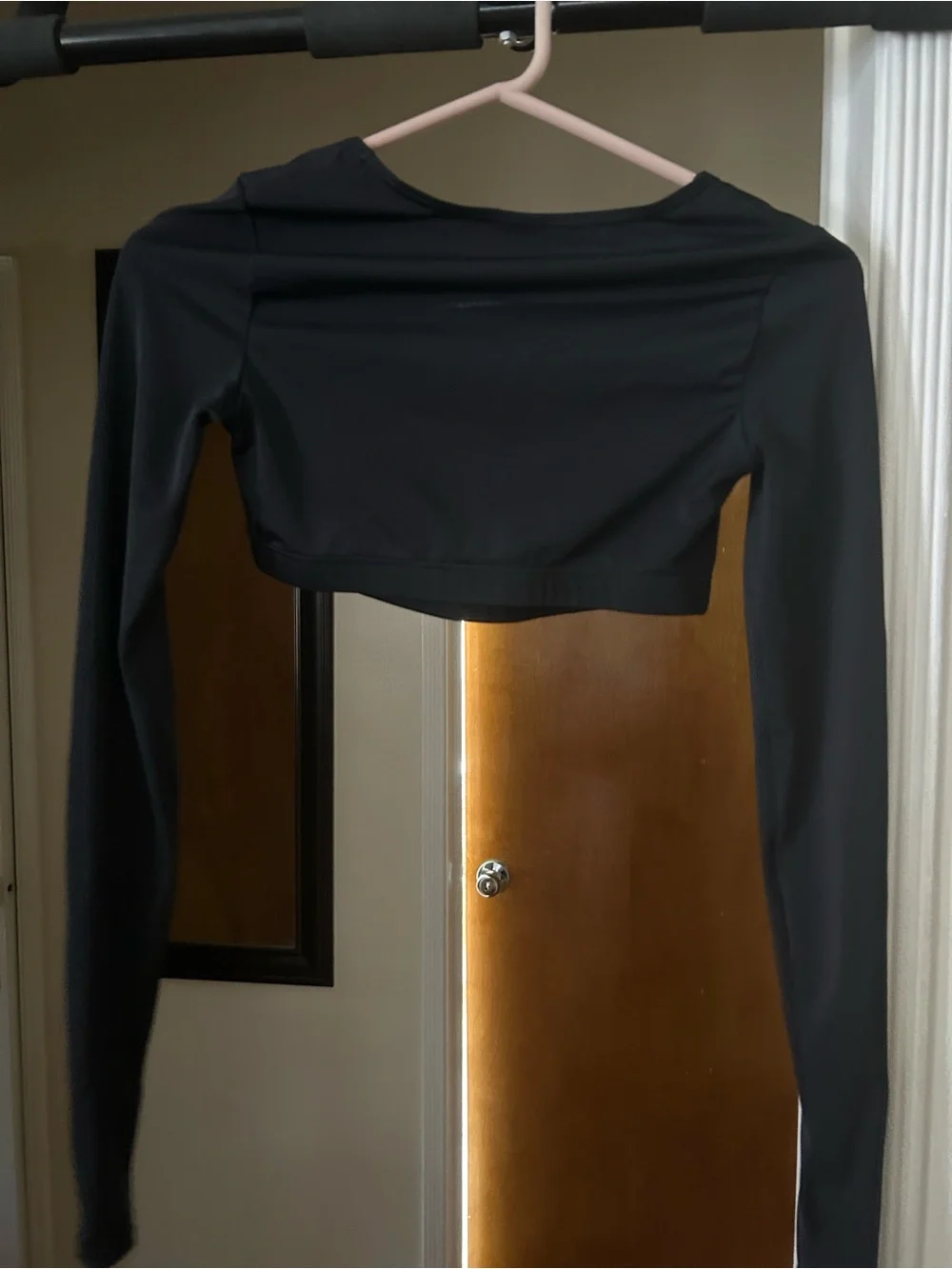 Balera Black Long Sleeve Square Neck Crop Top. Size SA